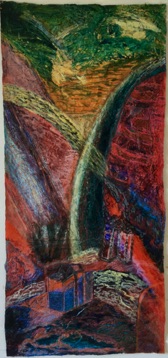 Deluge, Flood Through Mountains, Ruined Castle, Mixed Media on Nepalese
paper, 120 x 55cm