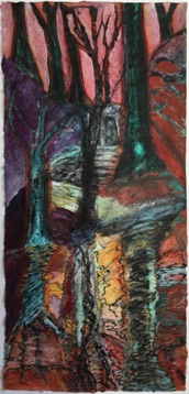 Silent Wood, 
Mixed Media on 
Nepalese Paper, 
113 x 53cm