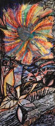 Hummingbird Heat,
Mixed media on Nepalese 
paper, 110 x 50cm
